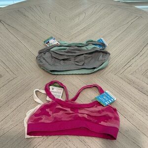 Hanes Girls Pink Camo & Gray/Mint Seamless Sports Bras - 2 Pack
